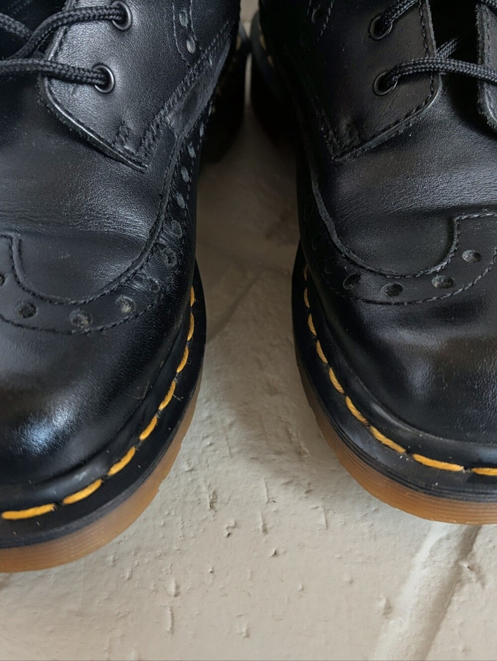 Vtg Dr. Martens 3A36 Wingtip Brogue 8-Eye Boots Sz 7 Made in England Rare Black - Picture 5 of 16